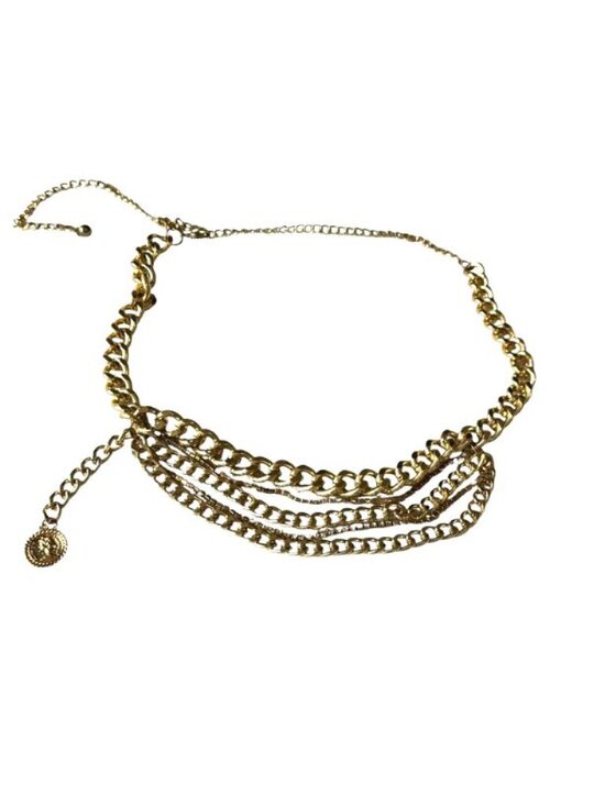 Vintage Multi Chain Swag Womens Belt Gold Tone Coin Medallion Boho 80s main image 5